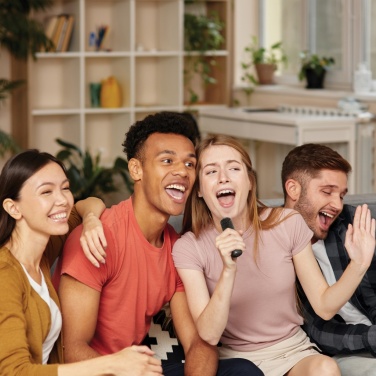 Logotrade promotional merchandise picture of: Singvibe RCS recycled plastic karaoke set with double mic