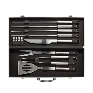 Logo trade promotional products picture of: 12 pcs barbecue set in aluminium box