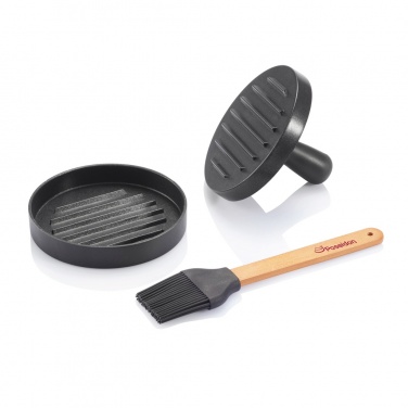Logo trade promotional giveaways picture of: BBQ set with hamburger press and brush
