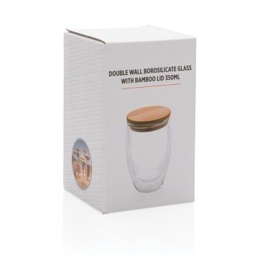 Logotrade advertising product picture of: Double wall borosilicate glass with bamboo lid 350ml
