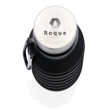 Logo trade business gifts image of: Leakproof collapsible silicone bottle with lid