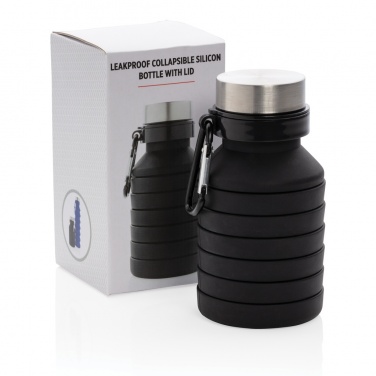 Logo trade promotional giveaway photo of: Leakproof collapsible silicone bottle with lid
