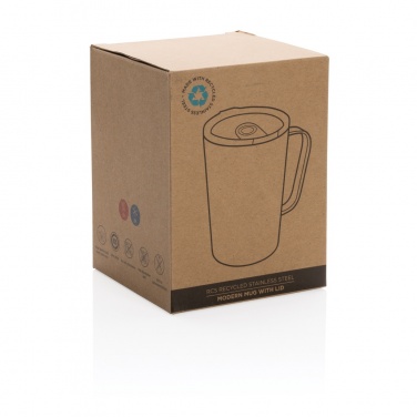 Logo trade promotional merchandise photo of: RCS Recycled stainless steel modern vacuum mug with lid