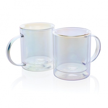 Logo trade promotional merchandise photo of: Deluxe double wall electroplated glass mug