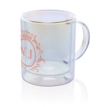 Logo trade promotional gift photo of: Deluxe double wall electroplated glass mug
