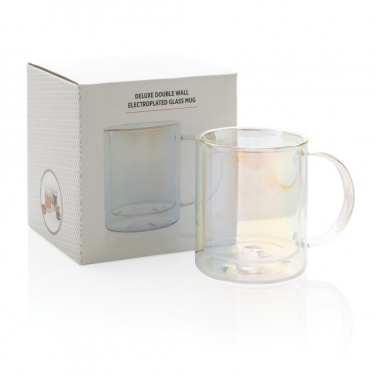 Logo trade promotional gifts image of: Deluxe double wall electroplated glass mug
