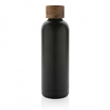 Logo trade promotional giveaways picture of: Wood RCS certified recycled stainless steel vacuum bottle