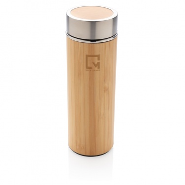 Logo trade promotional merchandise picture of: Leak proof bamboo vacuum bottle