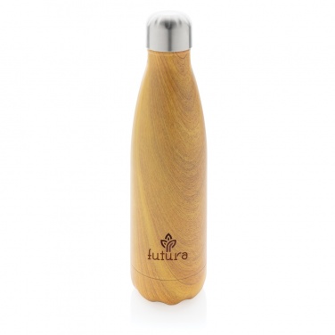 Logotrade corporate gift image of: Vacuum insulated stainless steel bottle with wood print