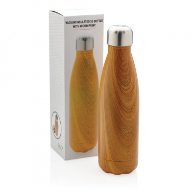 Logo trade corporate gift photo of: Vacuum insulated stainless steel bottle with wood print