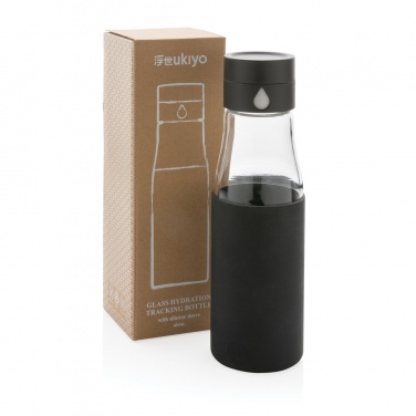 Logo trade promotional gifts image of: Ukiyo glass hydration tracking bottle with sleeve