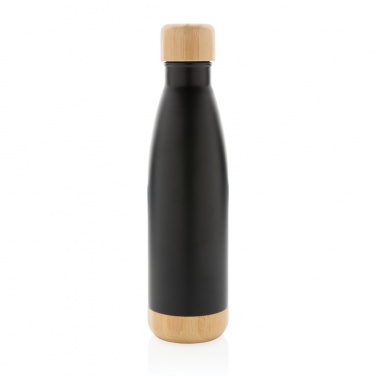 Logo trade advertising products image of: Vacuum stainless steel bottle with bamboo lid and bottom