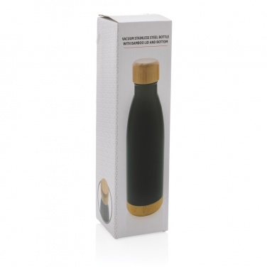 Logotrade promotional merchandise picture of: Vacuum stainless steel bottle with bamboo lid and bottom