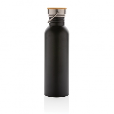 Logotrade promotional merchandise picture of: Modern stainless steel bottle with bamboo lid