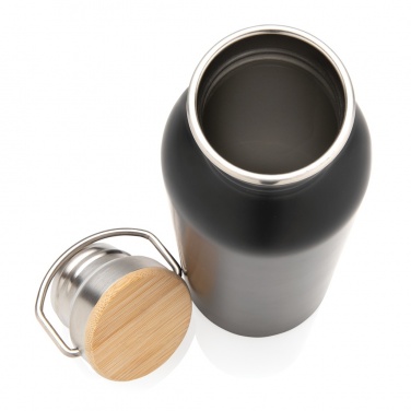Logo trade advertising products image of: Modern stainless steel bottle with bamboo lid