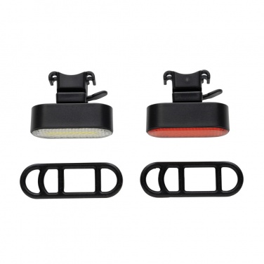 Logo trade promotional gift photo of: Lumino RCS recycled plastic USB re-chargeable bike light set