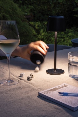 Logo trade corporate gifts image of: Zenic RCS recycled plastic USB re-chargable table lamp