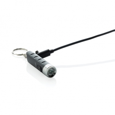 Logo trade promotional gifts image of: Globix RCS recycled plastic USB re-chargeable keychain torch