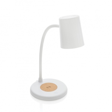 Logo trade promotional giveaways picture of: Zenara RCS recycled plastic and cork 15W wireless desk lamp