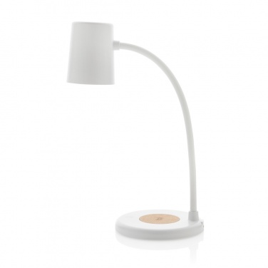 Logo trade promotional gifts picture of: Zenara RCS recycled plastic and cork 15W wireless desk lamp