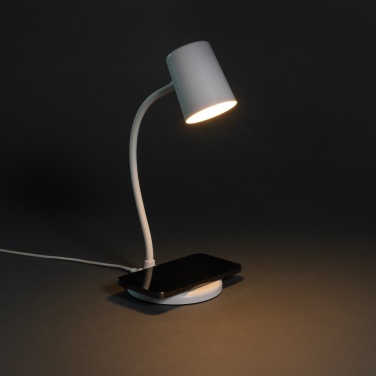 Logo trade business gifts image of: Zenara RCS recycled plastic and cork 15W wireless desk lamp