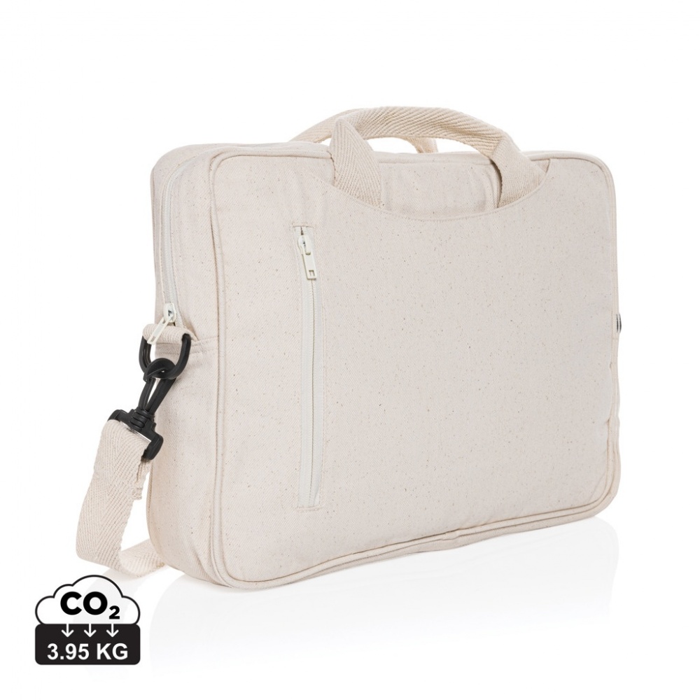 Logo trade promotional giveaway photo of: Laluka AWARE™ recycled cotton 15.4 inch laptop bag