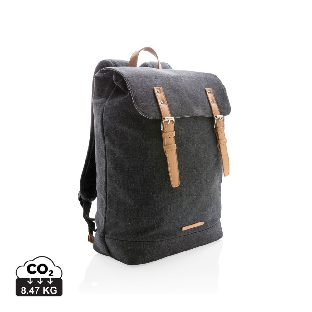 Logo trade business gift photo of: Canvas laptop backpack PVC free