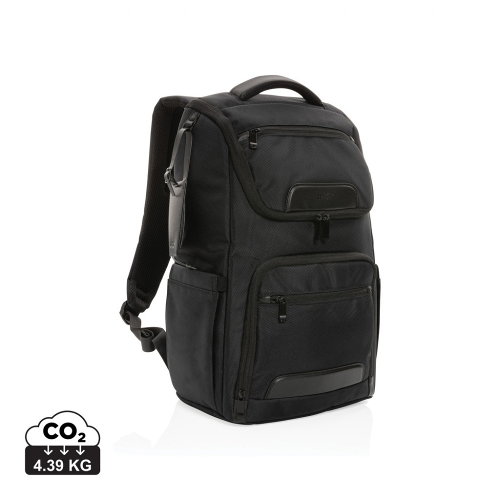 Logo trade promotional merchandise image of: Swiss Peak AWARE™ RPET Voyager 15.6" laptop backpack