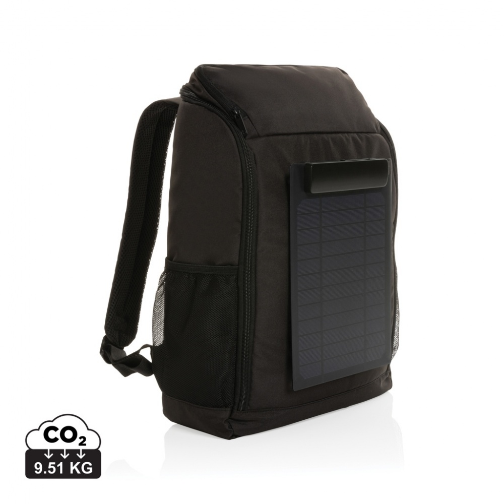 Logo trade promotional giveaways picture of: Pedro AWARE™ RPET deluxe backpack with 5W solar panel