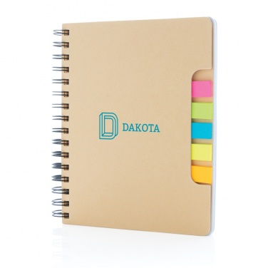 Logo trade business gift photo of: A5 Kraft spiral notebook with sticky notes