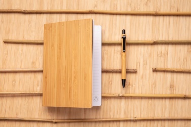 Logo trade promotional items image of: A5 Bamboo notebook & pen set