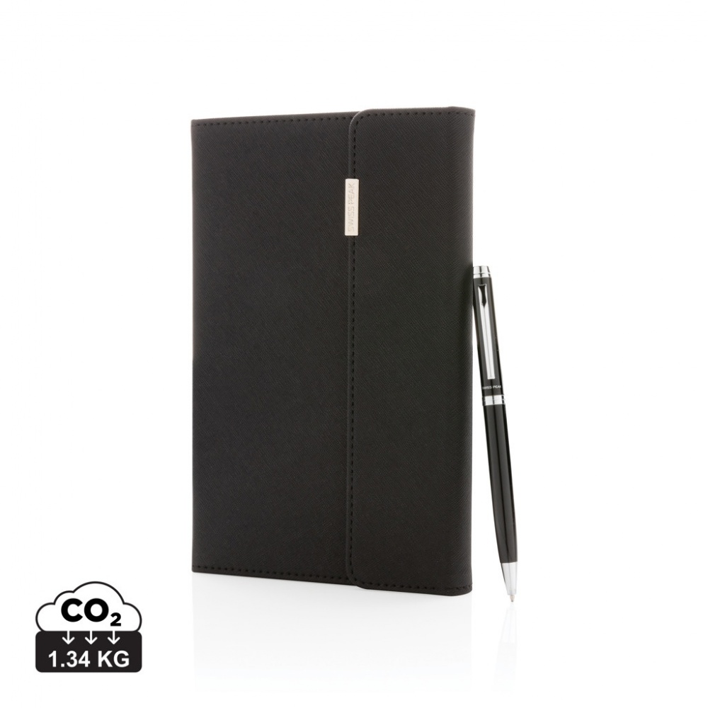 Logo trade business gift photo of: Swiss Peak deluxe A5 notebook and pen set