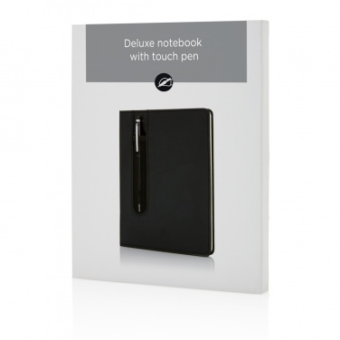 Logo trade promotional giveaways picture of: Standard hardcover PU A5 notebook with stylus pen