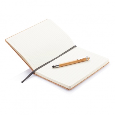 Logo trade promotional products image of: A5 notebook with bamboo pen including stylus
