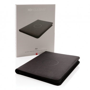 Logo trade advertising products picture of: Air 5W wireless charging portfolio A4 w/ 5000 mAh powerbank