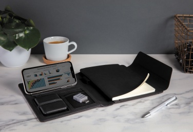 Logo trade promotional merchandise photo of: Fiko wireless charging A5 portfolio with powerbank