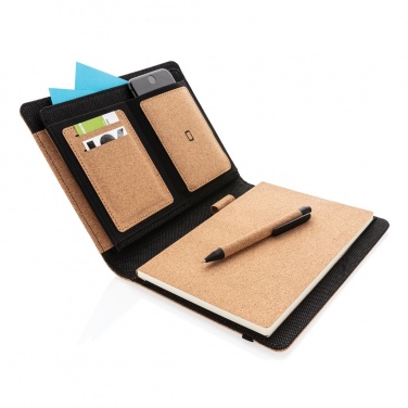 Logo trade promotional gifts picture of: Deluxe cork portfolio A5 with pen
