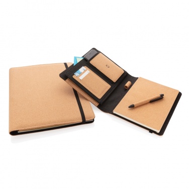 Logo trade promotional gifts image of: Deluxe cork portfolio A4 with pen