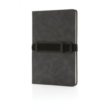 Logo trade promotional merchandise picture of: Deluxe hardcover PU notebook A5 with phone and pen holder