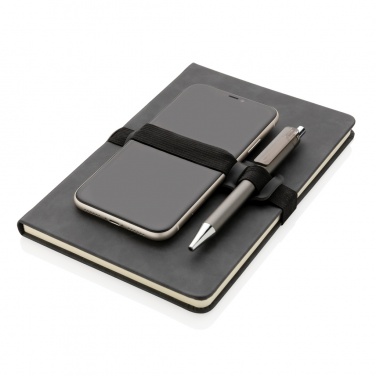 Logo trade promotional merchandise image of: Deluxe hardcover PU notebook A5 with phone and pen holder