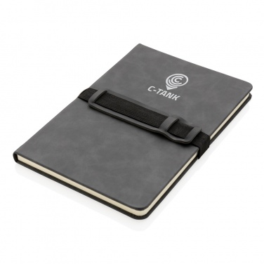 Logotrade promotional giveaways photo of: Deluxe hardcover PU notebook A5 with phone and pen holder