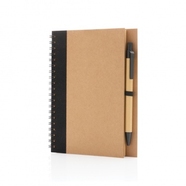 Logo trade corporate gifts picture of: Kraft spiral notebook with pen