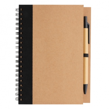 Logo trade business gifts image of: Kraft spiral notebook with pen