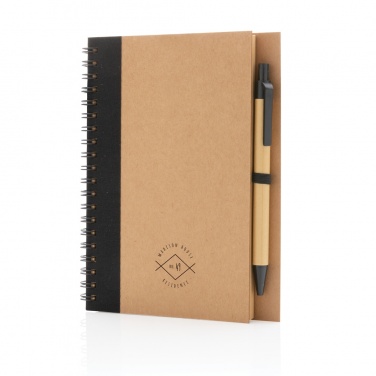 Logo trade promotional gifts picture of: Kraft spiral notebook with pen