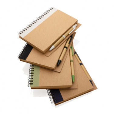 Logo trade promotional merchandise photo of: Kraft spiral notebook with pen