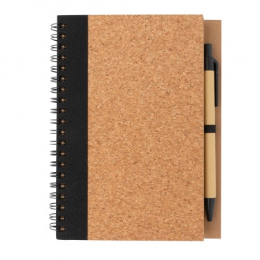 Logo trade promotional items image of: Cork spiral notebook with pen