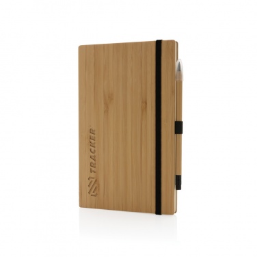 Logo trade promotional merchandise photo of: Bamboo notebook and infinity pencil set