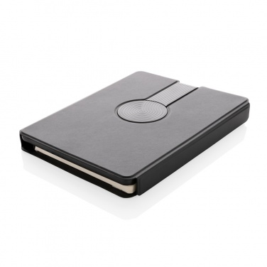 Logotrade promotional item image of: Swiss Peak RCS rePU notebook with 2-in-1 wireless charger