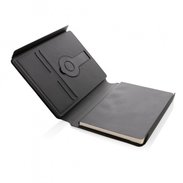 Logotrade promotional item image of: Swiss Peak RCS rePU notebook with 2-in-1 wireless charger