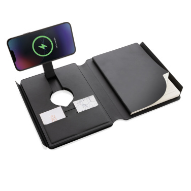 Logotrade promotional item picture of: Swiss Peak RCS rePU notebook with 2-in-1 wireless charger